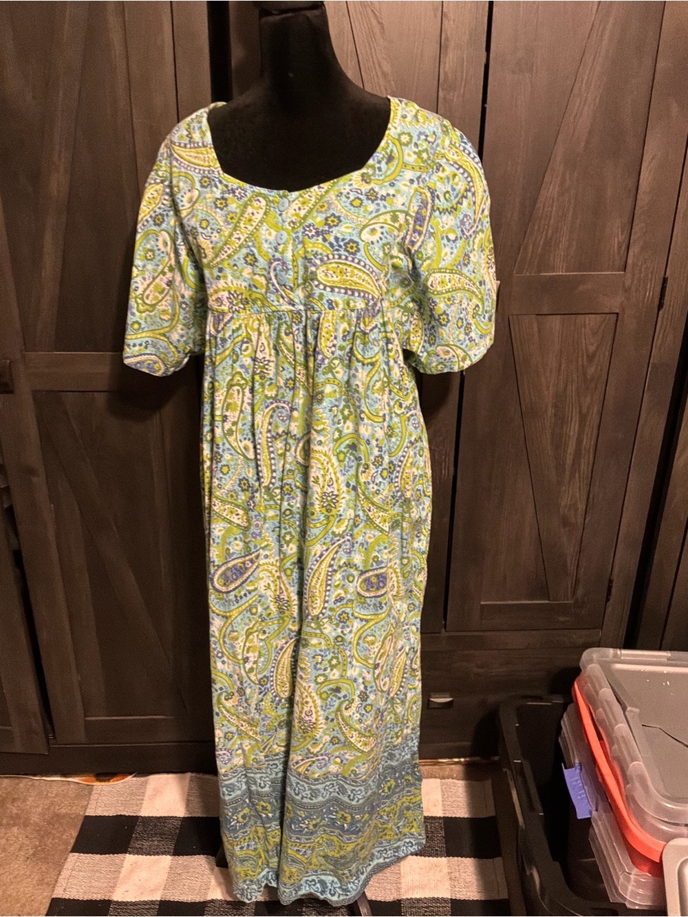 Paisley Maxi Dress in Green and Blue